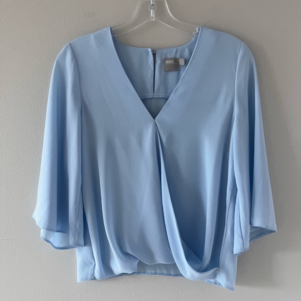 ASOS Blue Wrap-over Blouse